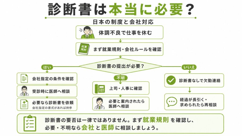 発熱時の会社への診断書提出の判断フロー